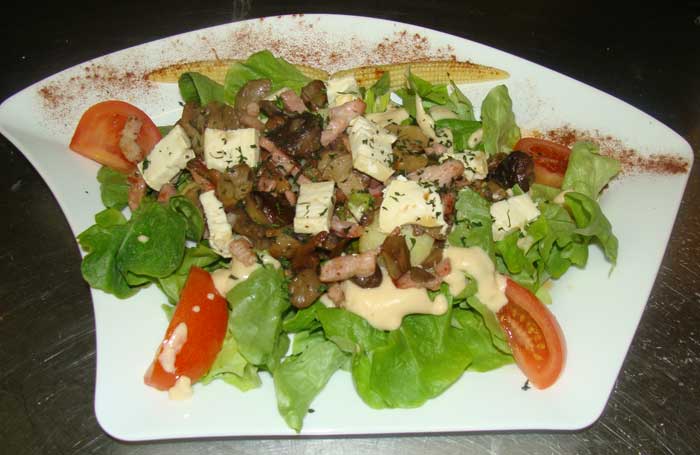 Grand choix de salades composées, viandes, spécialités savoyardes, pâtes...